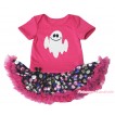 Halloween Hot Pink Baby Bodysuit Rainbow Skeleton Pettiskirt & White Ghost Print JS4747